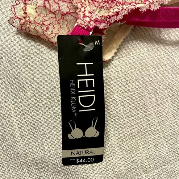 NWT Heidi Klum Natural Lift French Lace Soft Cup Pristine/Wild Aster Size M - Picture 4 of 6